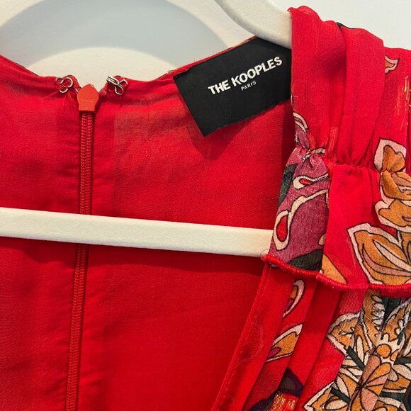 The Kooples Rosa Rosa Red Floral Ruffle Mini Dress - Picture 6 of 7